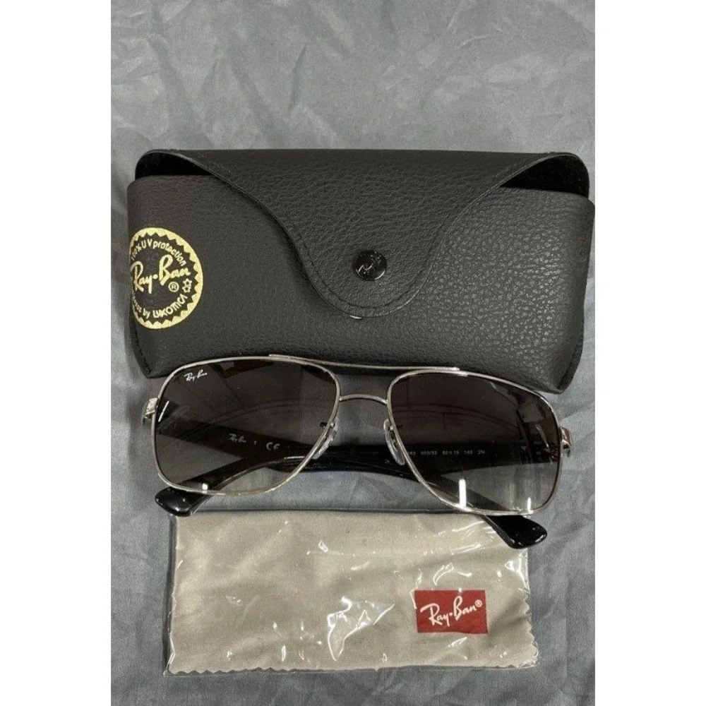 Ray Ban RB3483 003/32 Silver Square Aviator Sunglasses Grey Gradient Lens 60mm